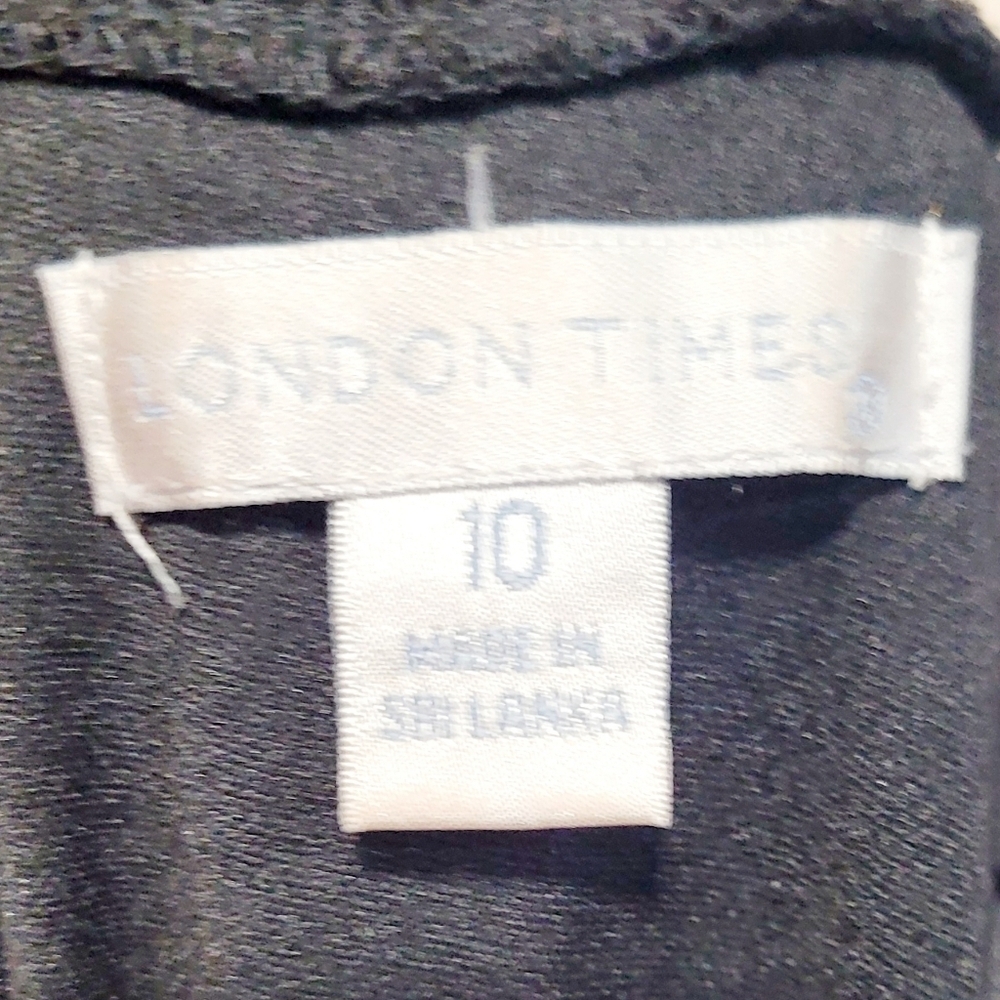 London Times Women's Black Eyelet Halter Dress Size 10 Lined Keyhole Back - Picture 10 of 11